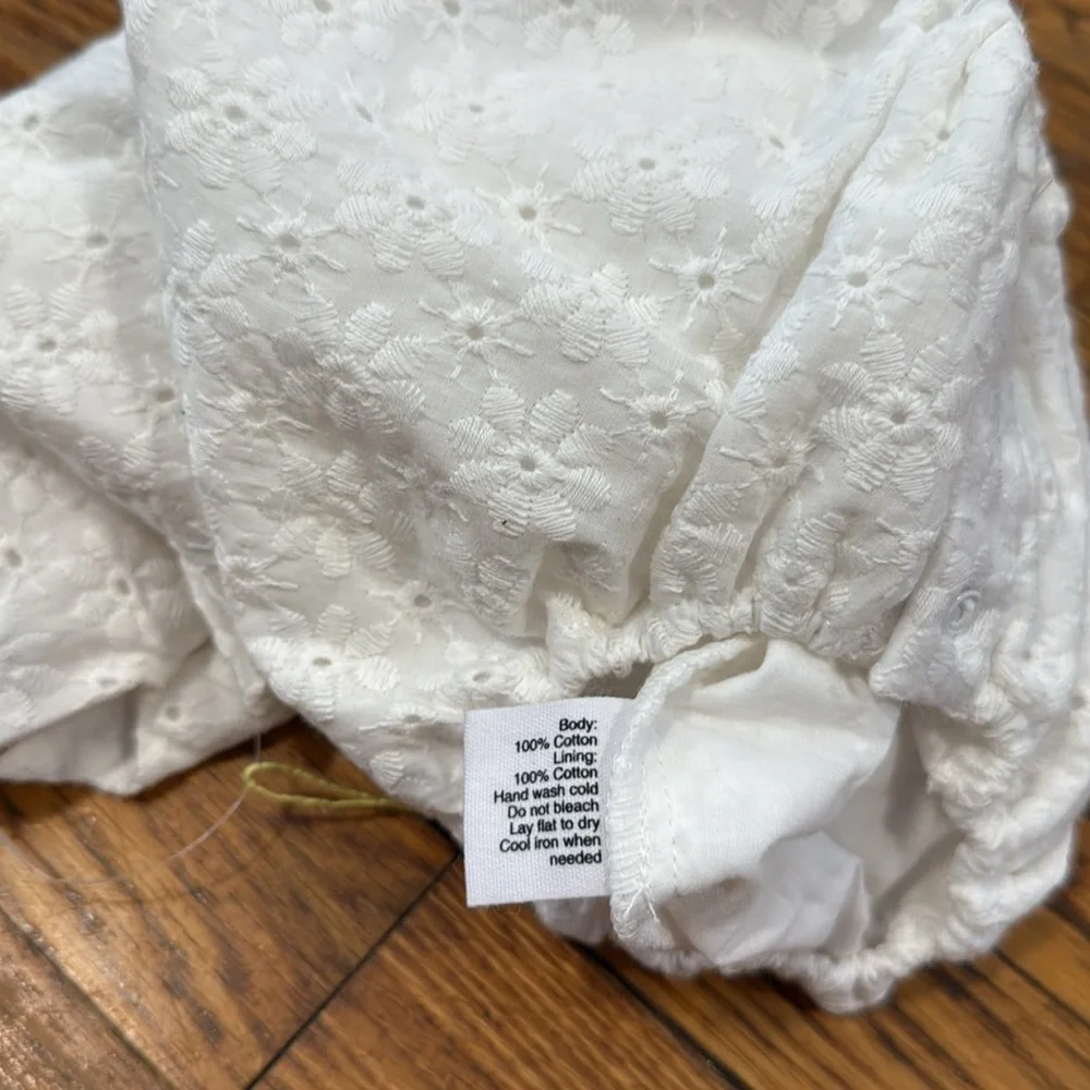 NWT EGG by Susan Lazar White Eyelet Baby bubble ginger Romper 100% cotton 18/24